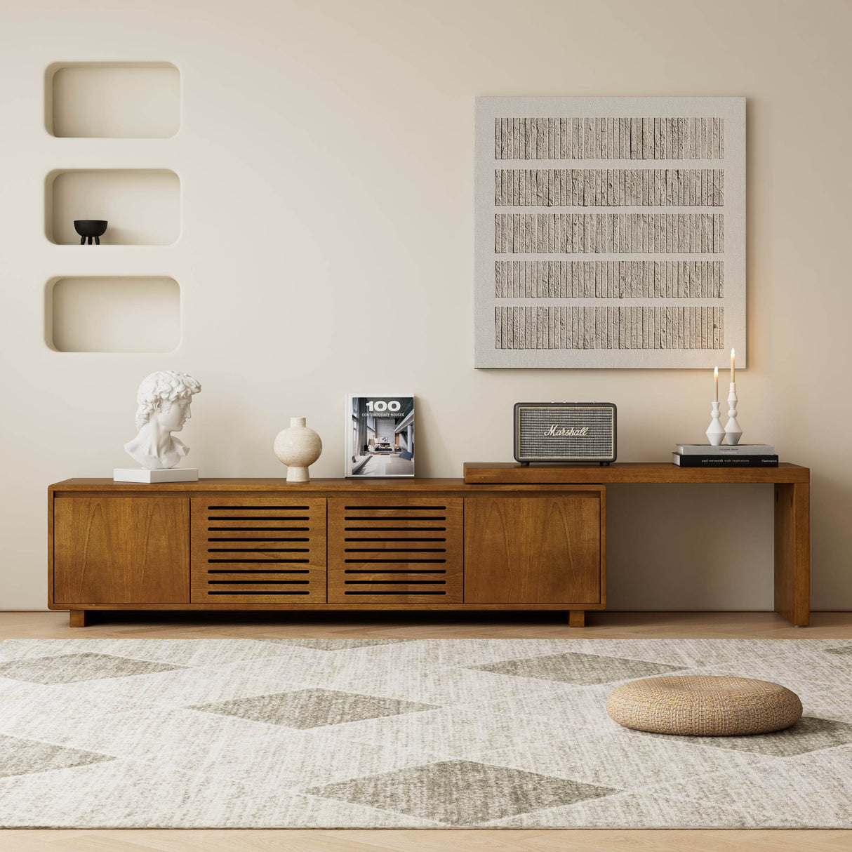 Mid-Century Modern Extendable TV Stand With Storage - Sleep Galleria