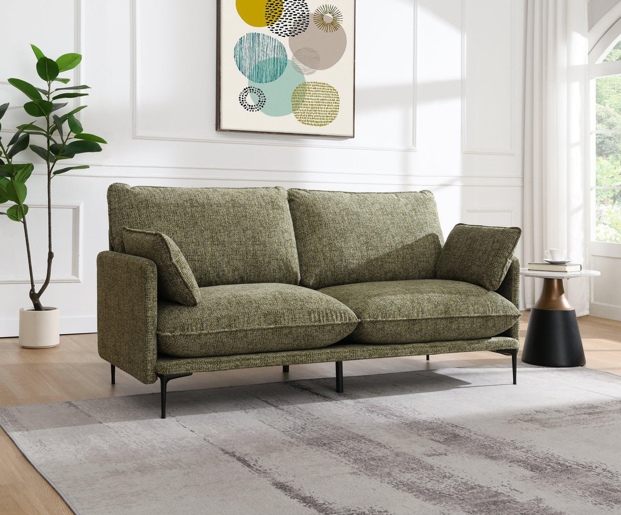Green Chenille Compressed Cushion 2-Seat Sofa - Omega Lifestyles