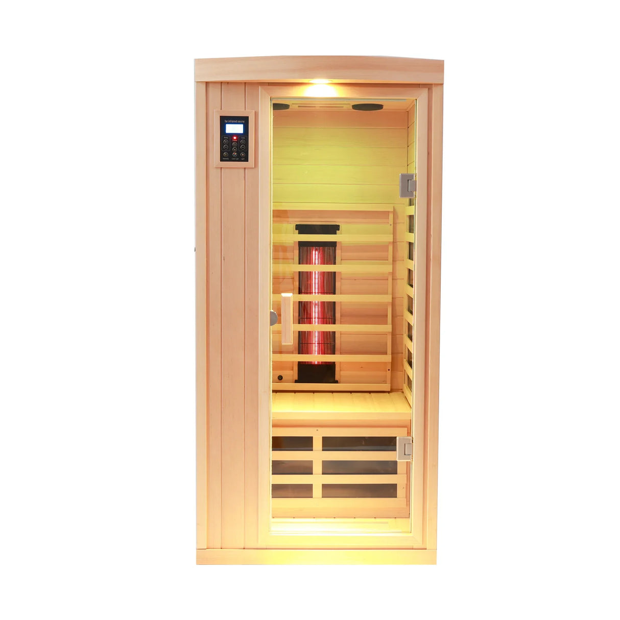 One-Person Hemlock Far Infrared Ceramic Tube Sauna Room - Omega Lifestyles