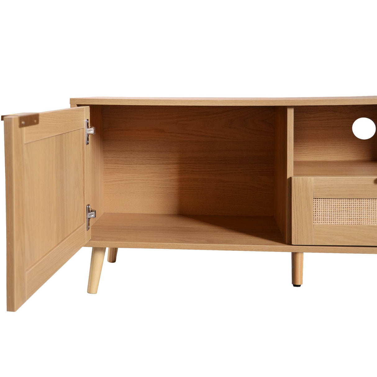 Modern Rattan TV Stand With Storage Cabinets - Sleep Galleria