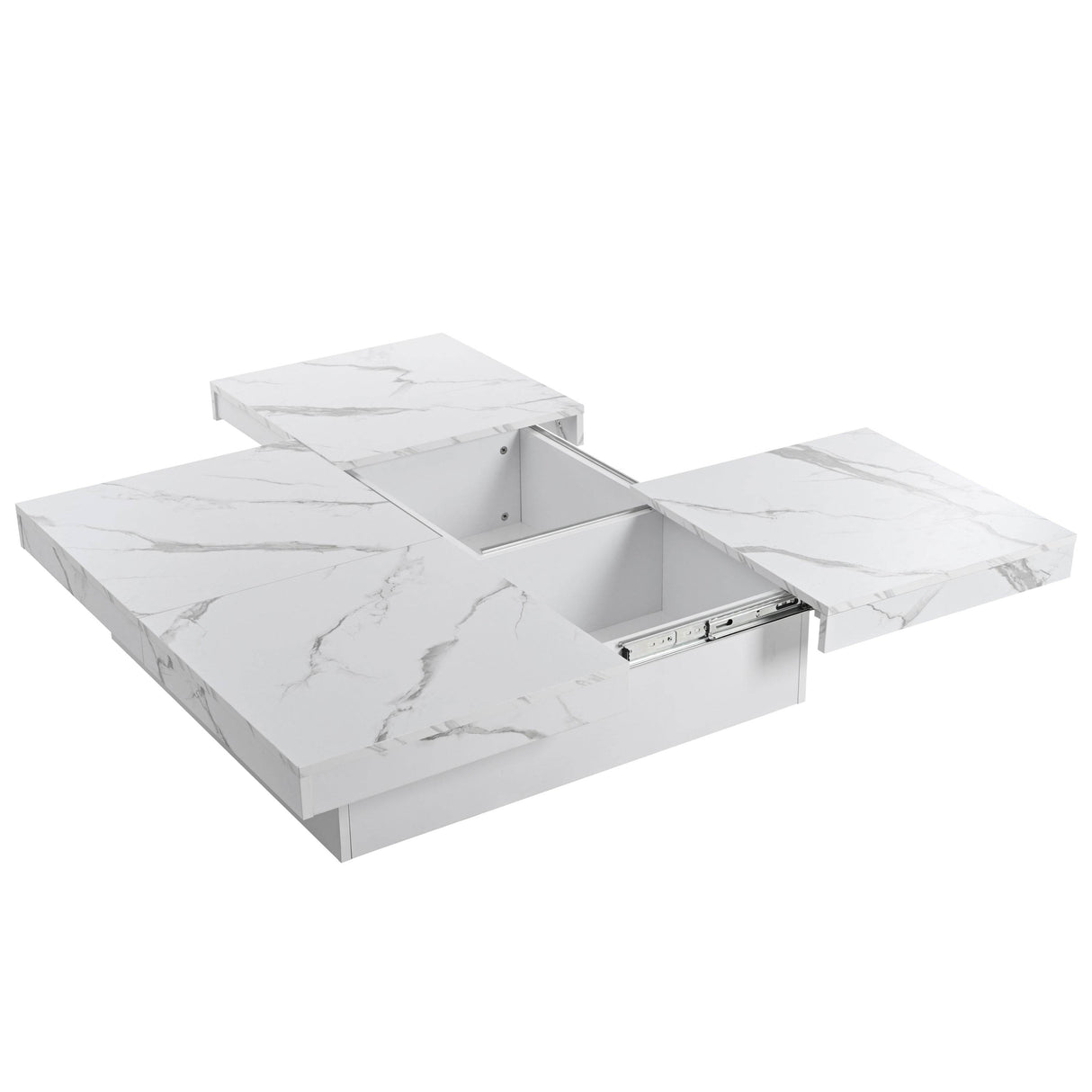 Square Marble Veneer Sliding Top Storage Coffee Table - Sleep Galleria