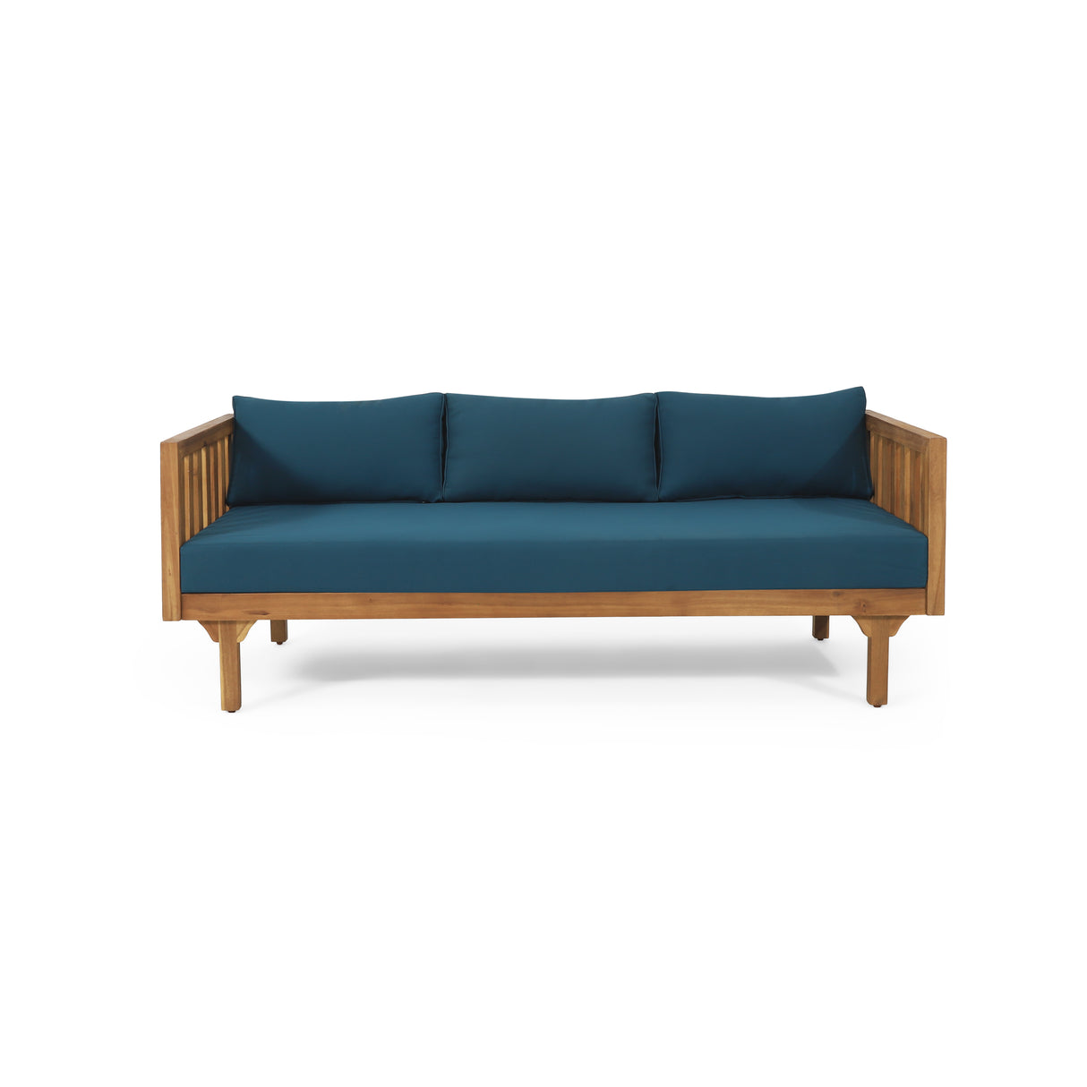 Acacia Wood 3-Seater Teak Daybed With Water-Resistant Cushions