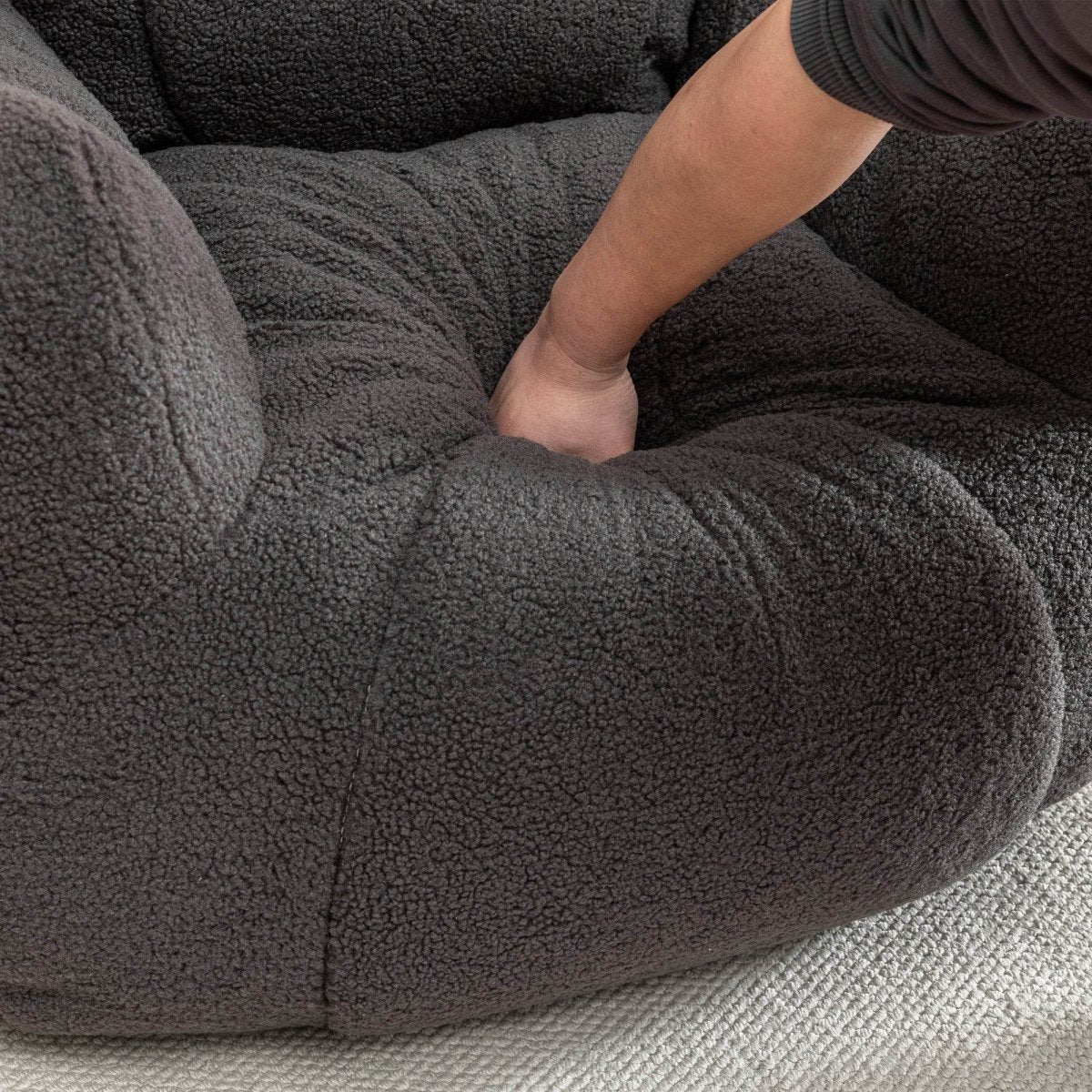 Dark Gray Teddy Foam Bean Bag Chair - Sleep Galleria