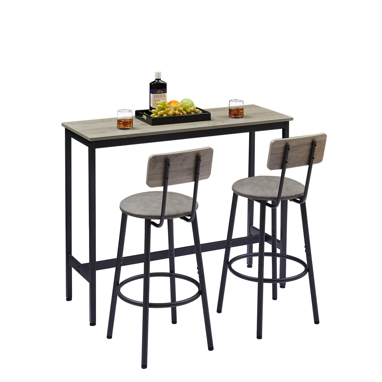 Rustic Grey Particleboard Bar Table Set With Stools - Omega Lifestyles