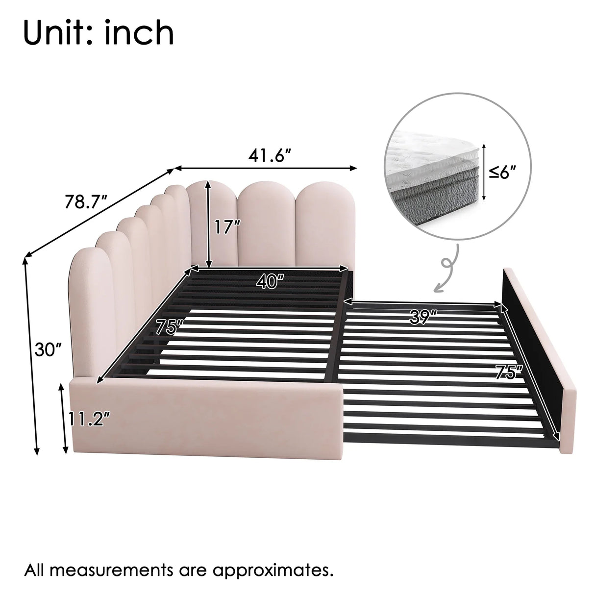 Pink Velvet Twin Daybed With Pull-Out Trundle Bed - Omega Lifestyles