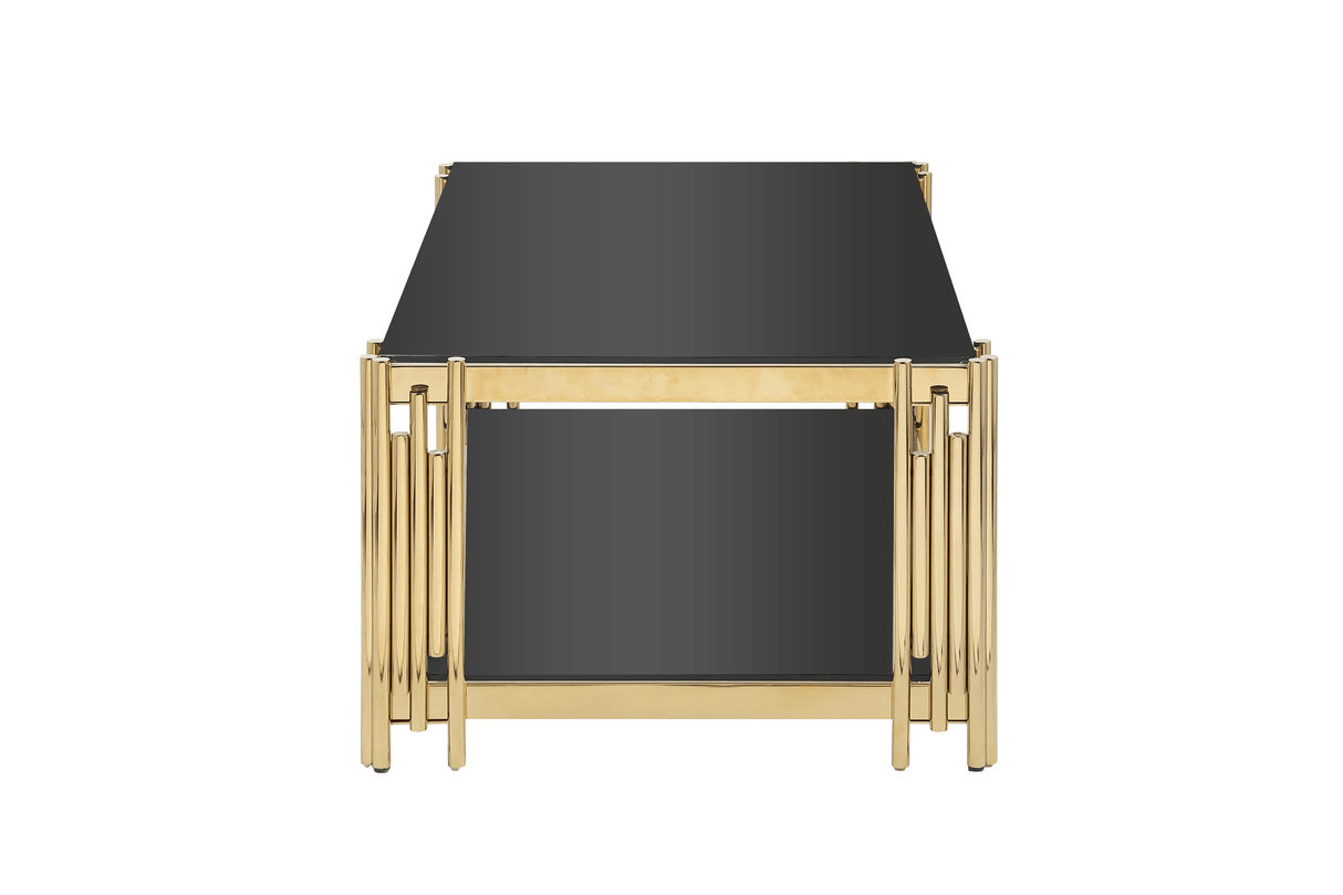 Golden Stainless Steel Rectangular Double-Layer Coffee Table - Sleep Galleria