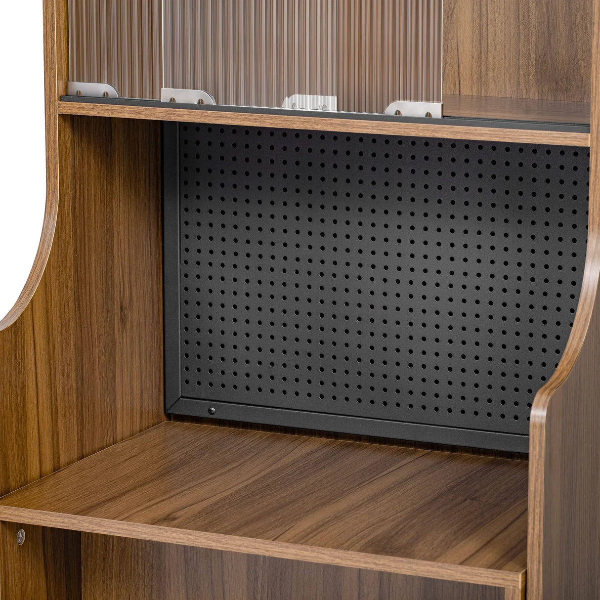 Mid-Century Modern Walnut Foldable Desk With Hutch - Omega Lifestyles