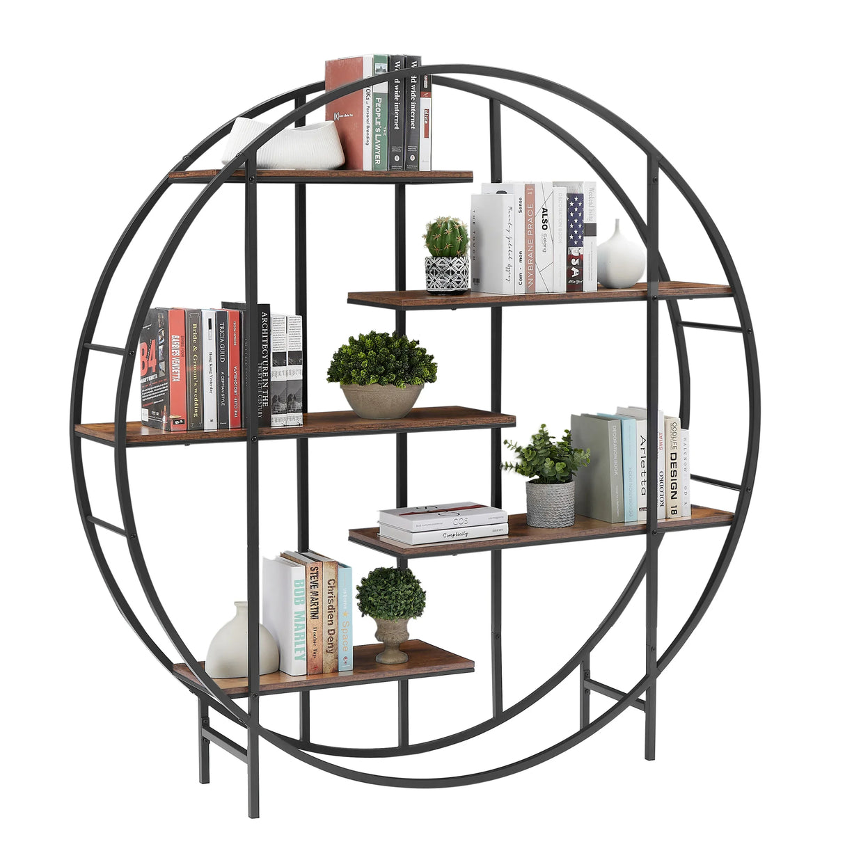 Rustic Brown Vintage Industrial 5-Tier Storage Rack - Omega Lifestyles
