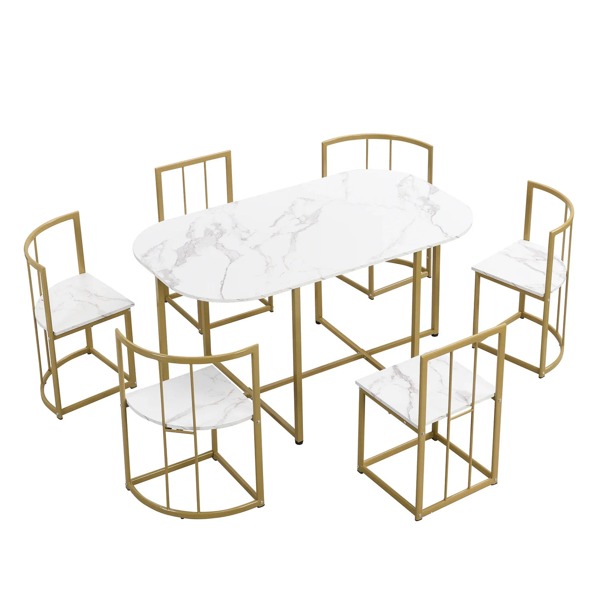Modern 7-Piece Dining Table Set With Six Chairs - Omega Lifestyles