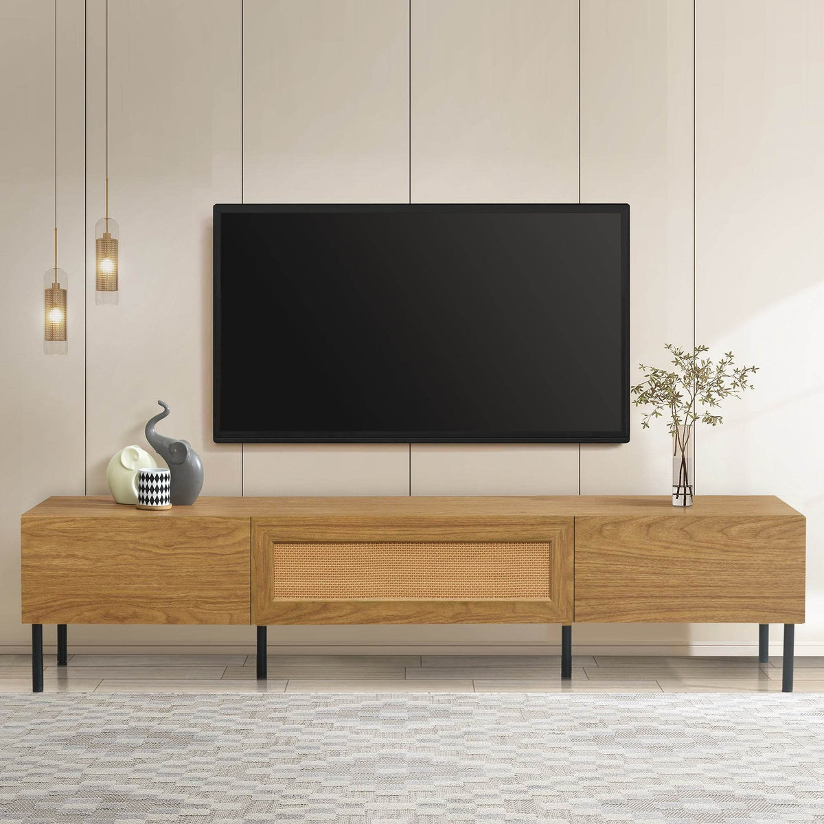Boho Farmhouse Particle Board TV Stand Cabinet - Sleep Galleria