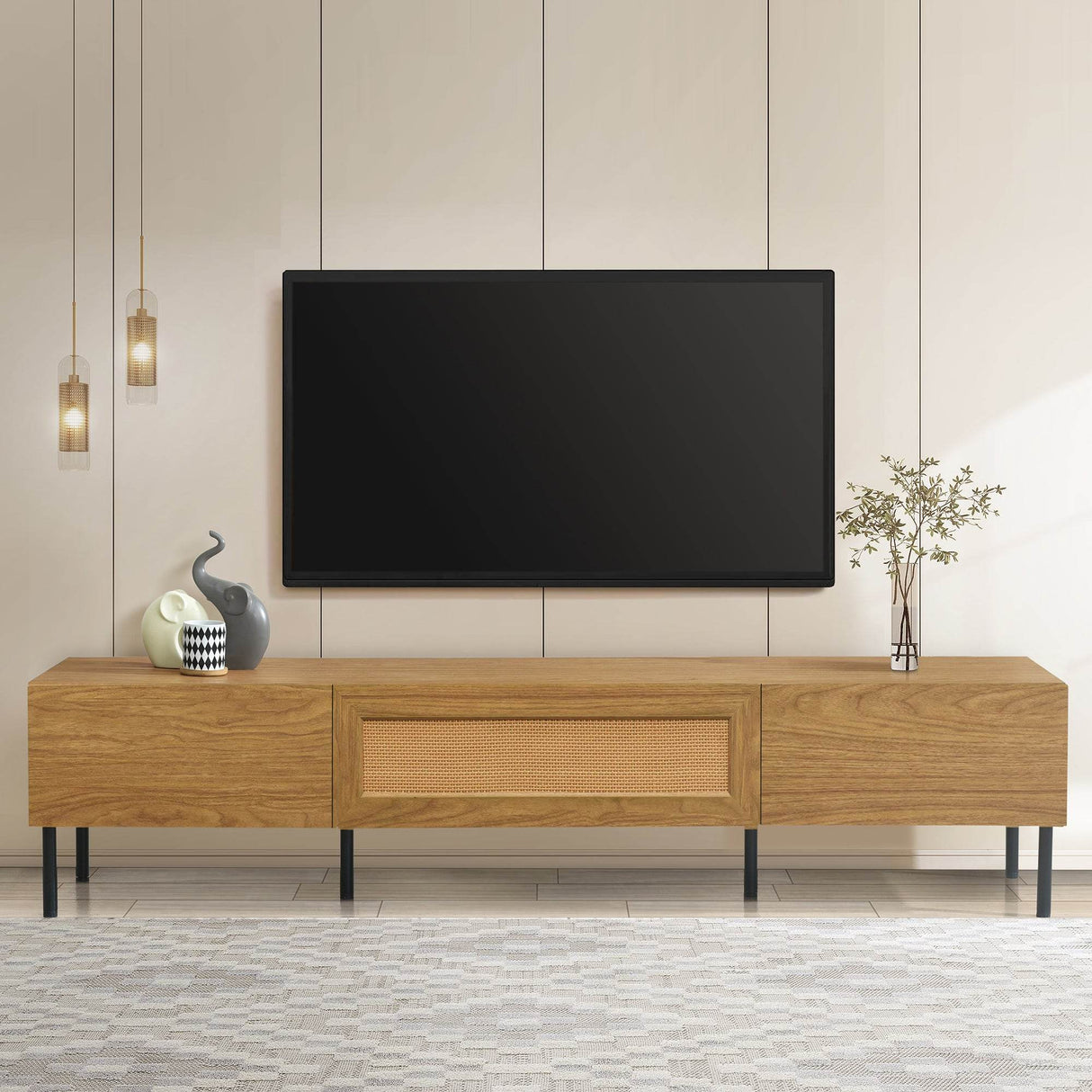 Boho Farmhouse Particle Board TV Stand Cabinet - Sleep Galleria