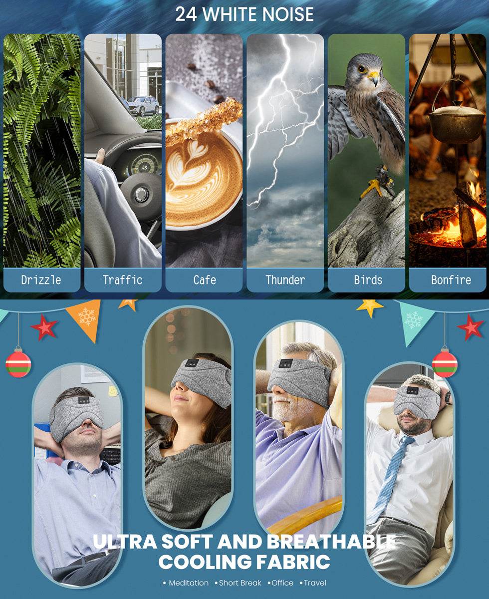 Bluetooth White Noise Sleep Mask With Stereo Sound - Sleep Galleria