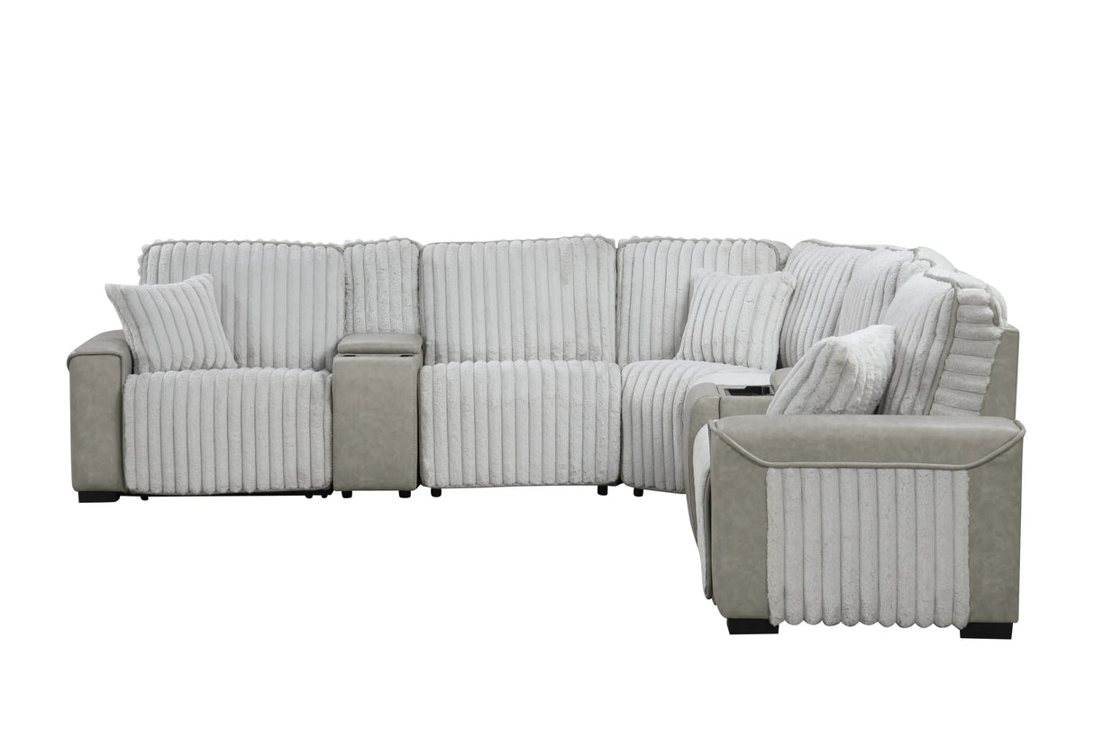 Power Reclining Modern Corduroy Sectional Sofa With Console - Omega Lifestyles