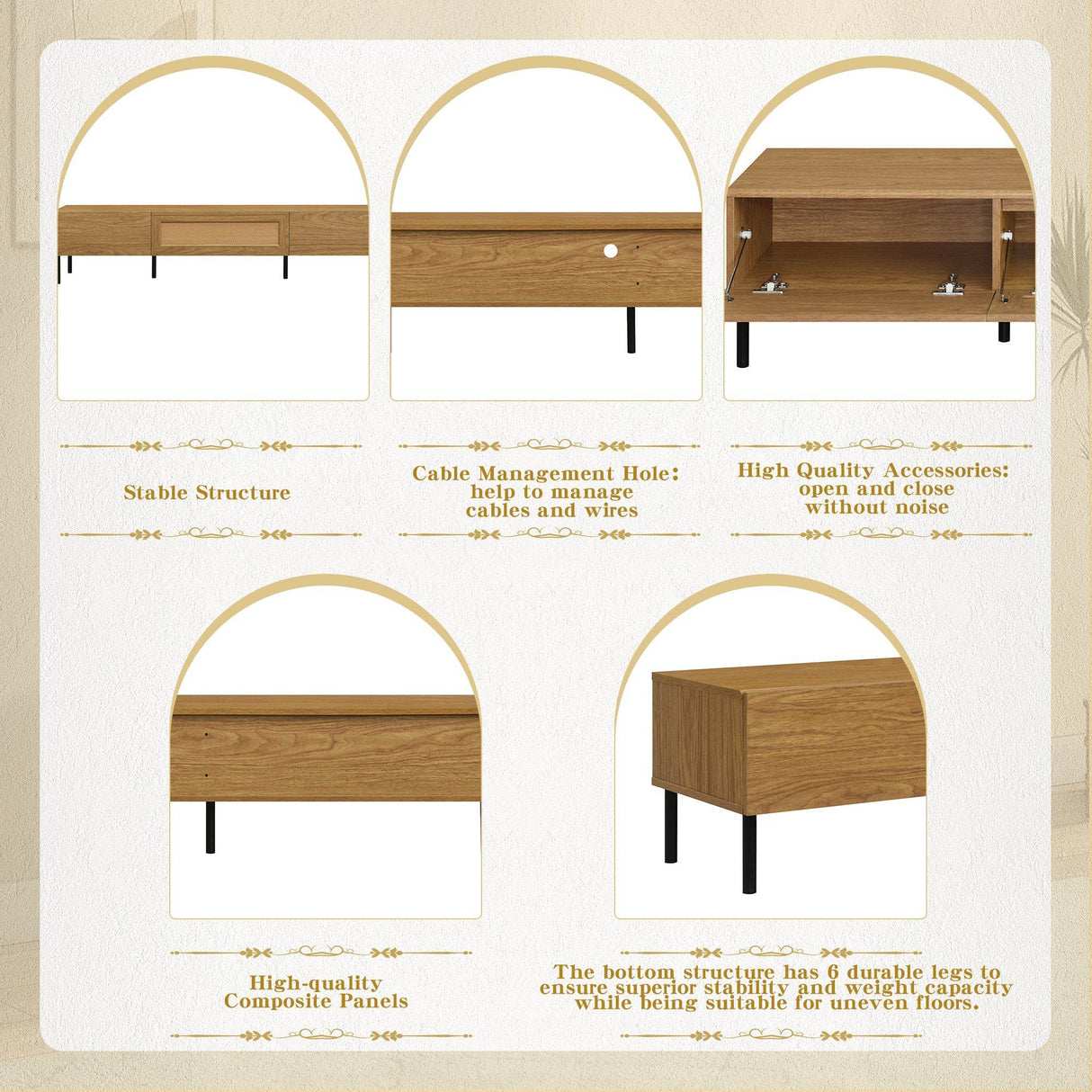 Boho Farmhouse Particle Board TV Stand Cabinet - Sleep Galleria