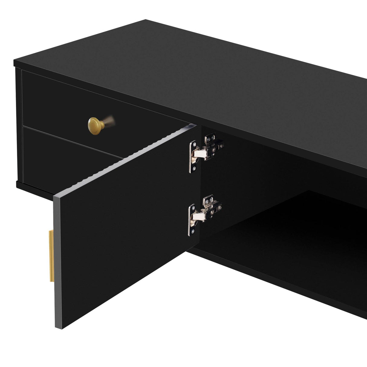 Modern Black MDF TV Stand With Storage Cabinet - Sleep Galleria