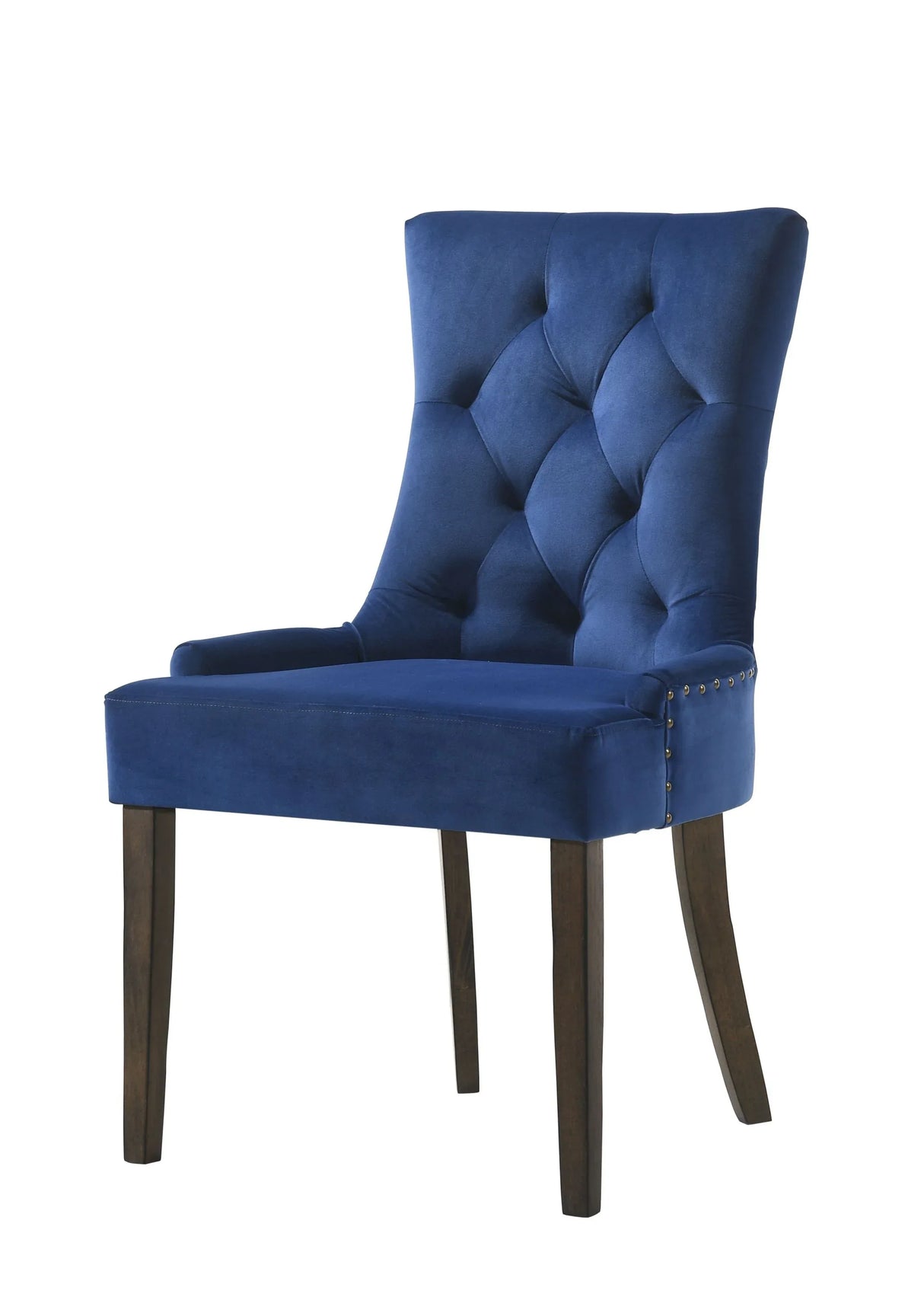 Blue Velvet Weathered Oak Finish Side Chair Set of 2 - Omega Lifestyles