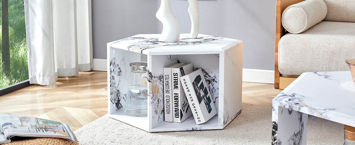 Hexagonal MDF Modern Stand-Up Coffee Table - Sleep Galleria