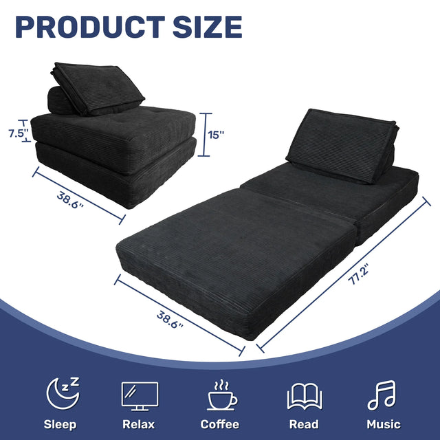 Foldable Corduroy 4-in-1 Folding Sofa Bed Chair - Omega Lifestyles