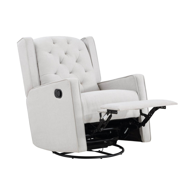 Milah Tufted Gray Polyester Swivel Glider Recliner - Omega Lifestyles