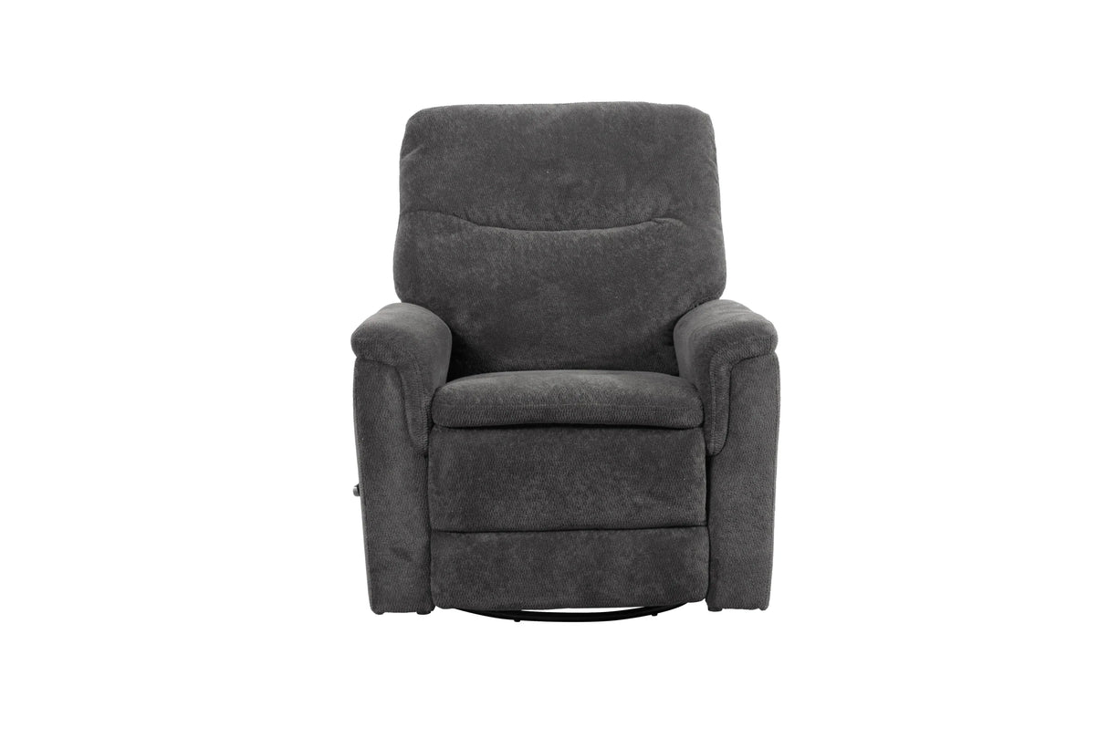 Cozy Gunmetal Manual Swivel Recliner With Microfiber - Omega Lifestyles