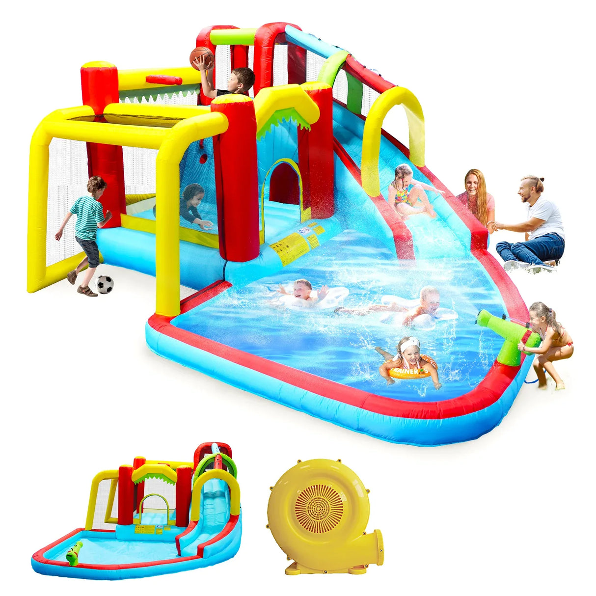 7-in-1 Inflatable Outdoor Water Park Bounce House - Omega Lifestyles