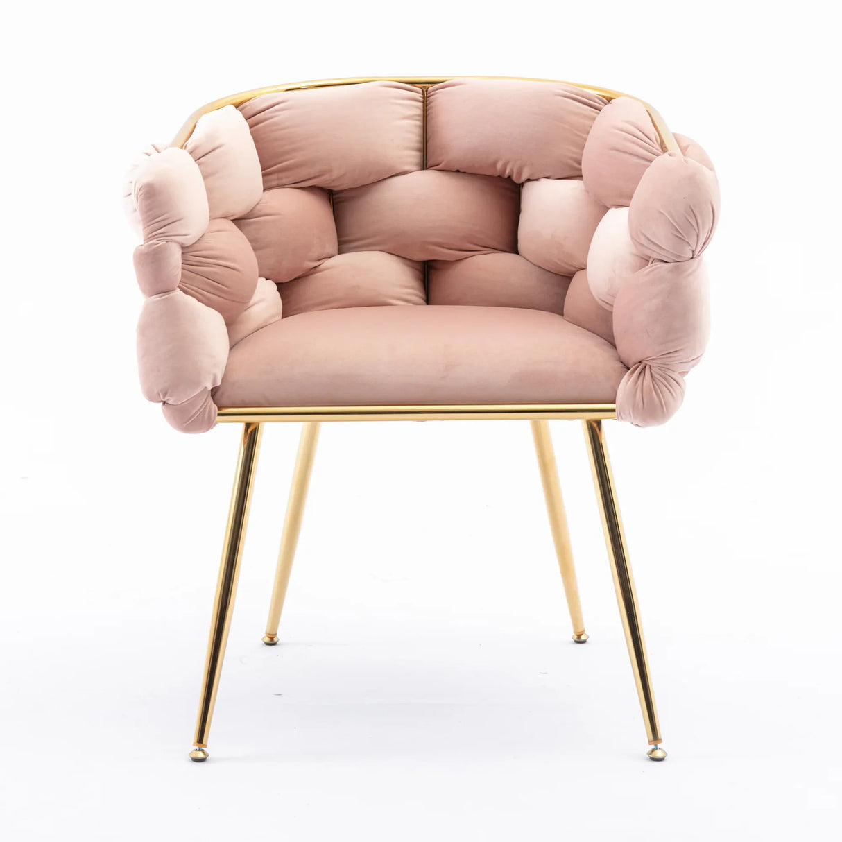 Pink Velvet Gold-Plated Metal Accent Chair - Omega Lifestyles