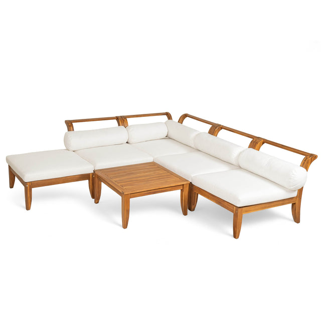 6-Piece Acacia Wood Modular Outdoor Patio Sofa Set - Omega Lifestyles