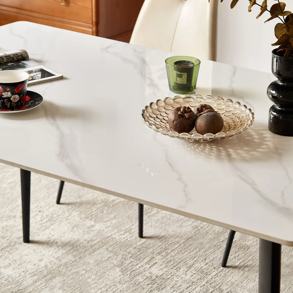 Mid Century Modern 55-Inch Round Sintered Stone Dining Table - Omega Lifestyles