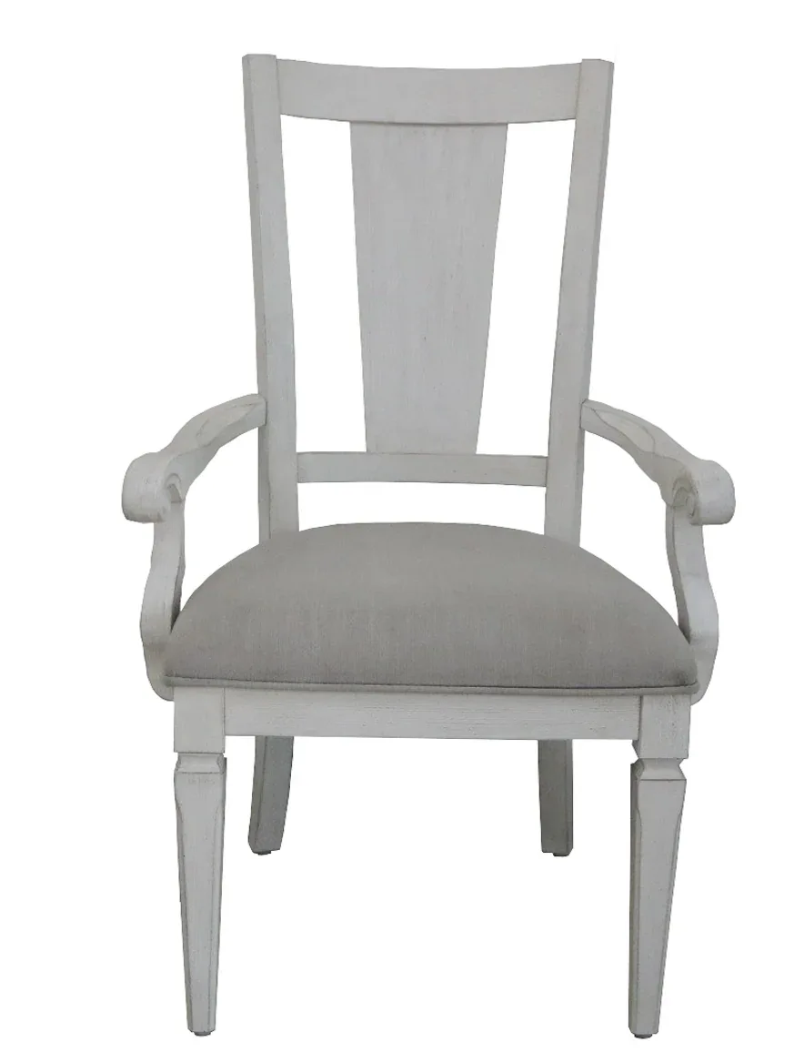 Set of 2 Light Gray Linen And White Arm Chairs - Omega Lifestyles