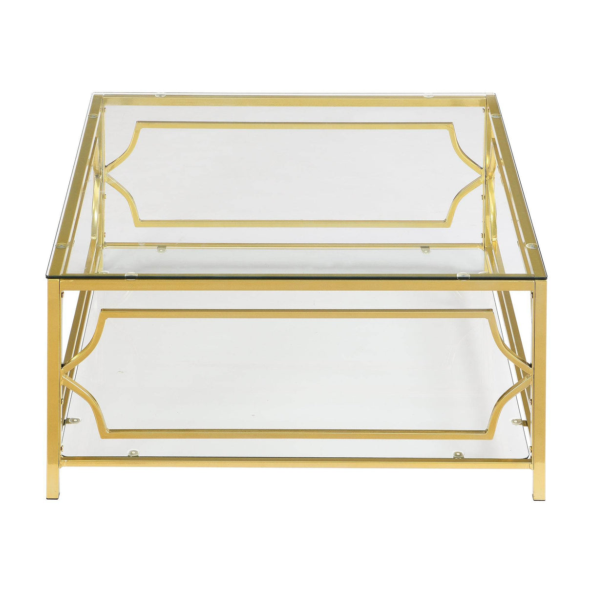 Square Tempered Glass Coffee Table With Gold Frame - Sleep Galleria