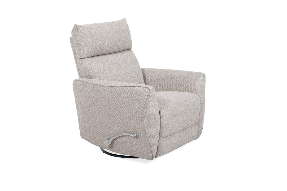 Manual Upholstered Fabric Swivel Recliner With Chrome Lever - Omega Lifestyles