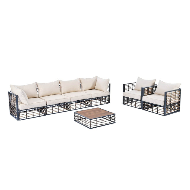 7-Piece Modern Metal Outdoor Patio Sectional Sofa Set - Omega Lifestyles