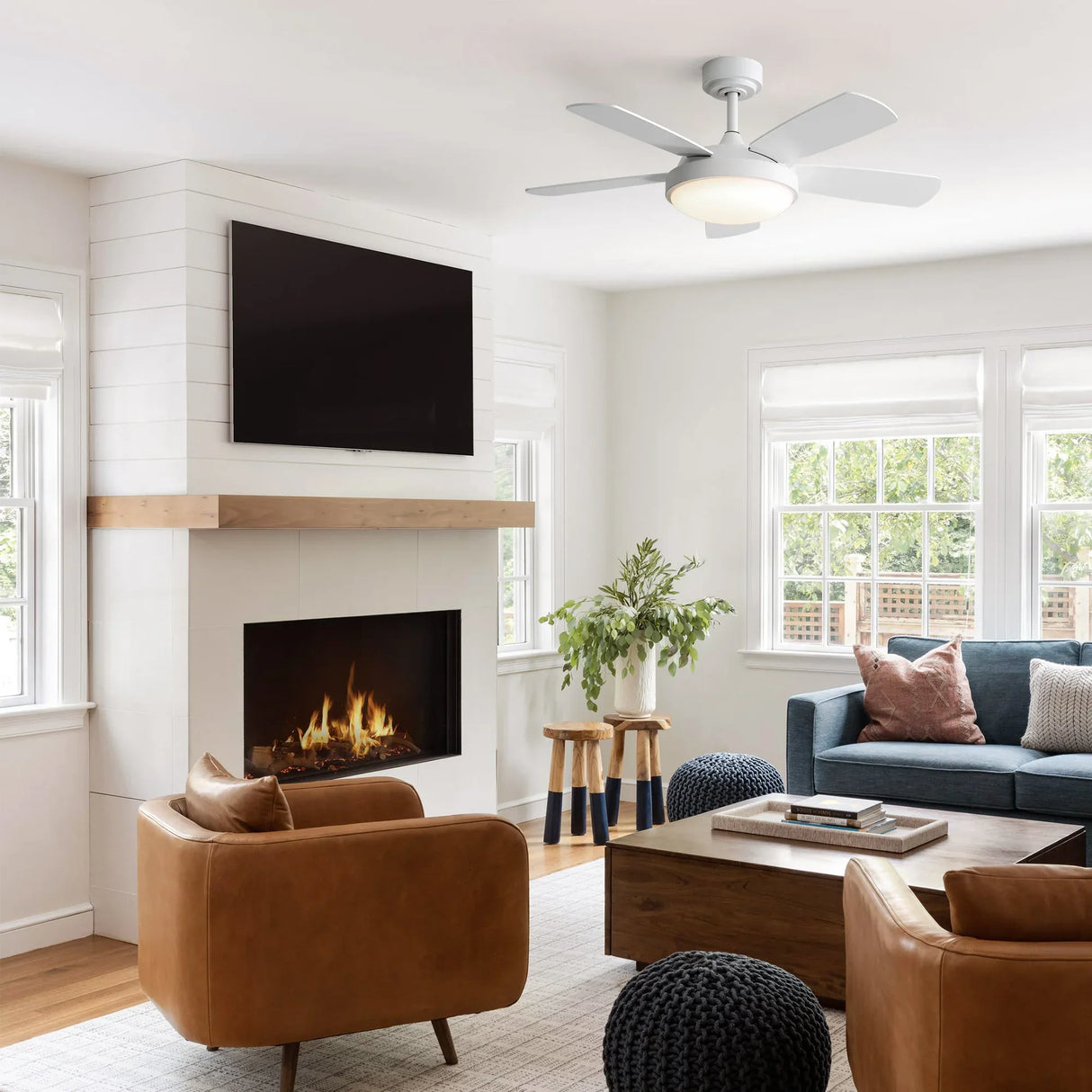 42-Inch White MDF Remote Controlled Ceiling Fan With Light - Omega Lifestyles