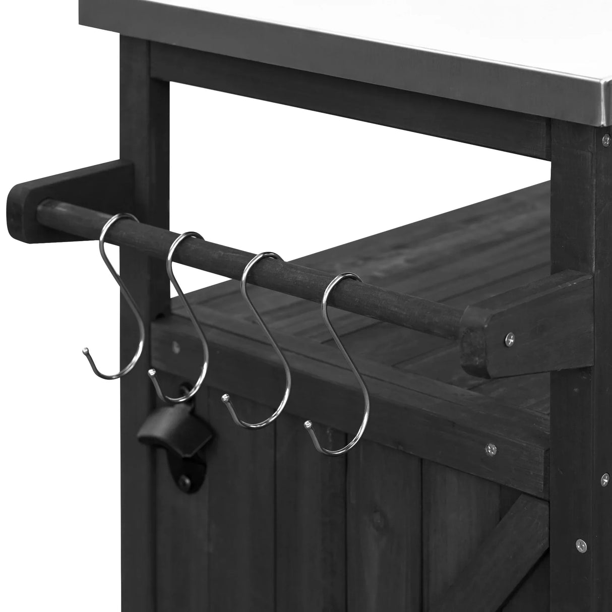 Farmhouse Solid Fir Wood Outdoor Kitchen Island Cart - Omega Lifestyles