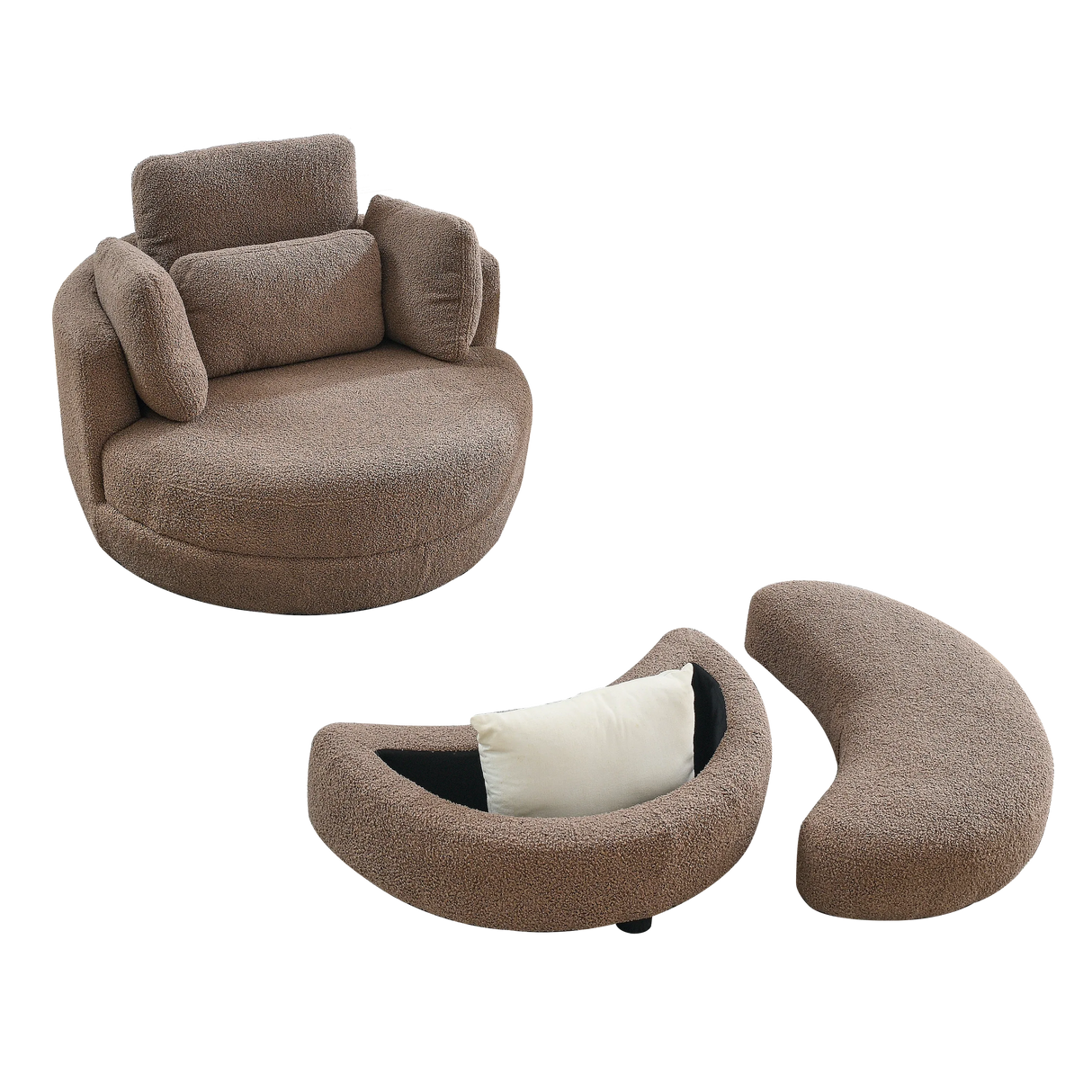 Oversized Modern Swivel Fabric Lounge Chair With Ottoman - Omega Lifestyles