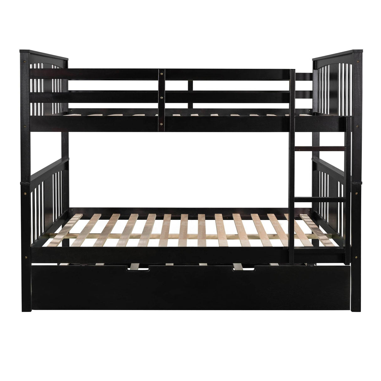 Full Over Full Bunk Bed With Twin Trundle Espresso Solid Wood - Omega Lifestyles