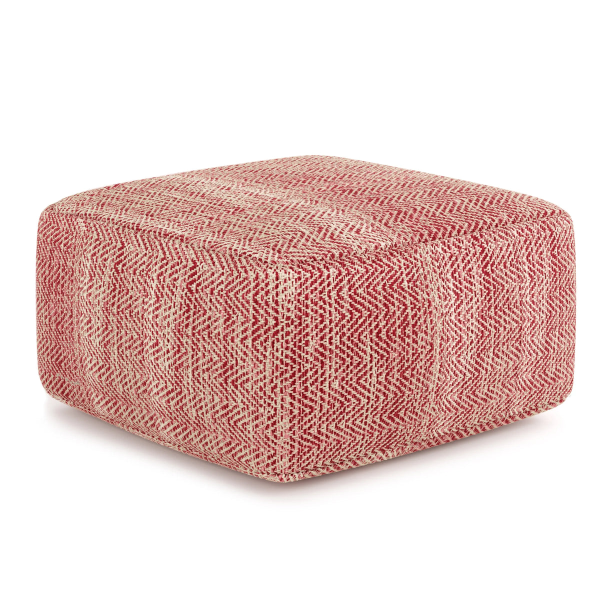Maroon Mélange Upholstered Square Fabric Pouf Ottoman - Omega Lifestyles