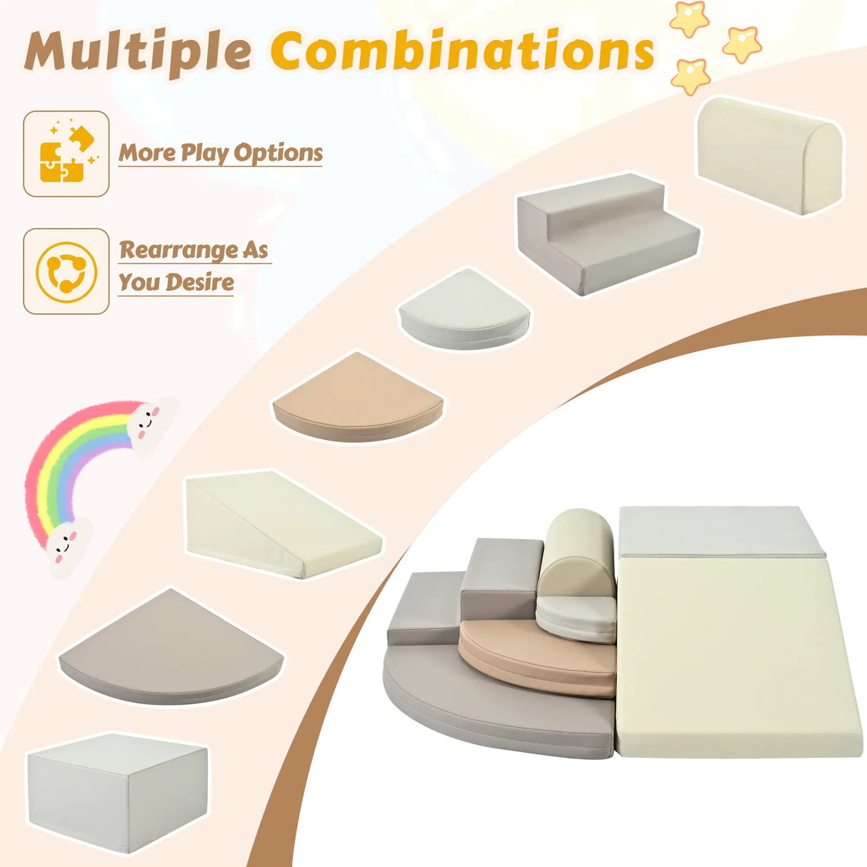 7-Piece Soft Foam Climbing Blocks Toddler Playset - Omega Lifestyles