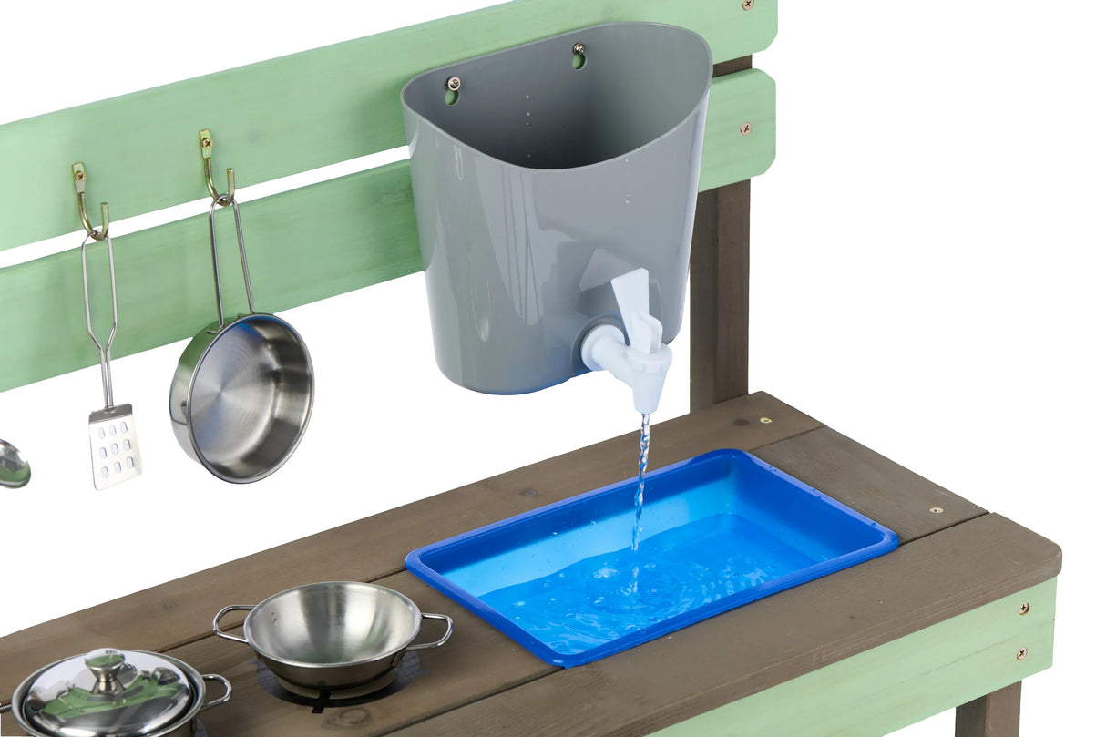 Solid Wood Kids Play Kitchen With Water Play Set - Omega Lifestyles