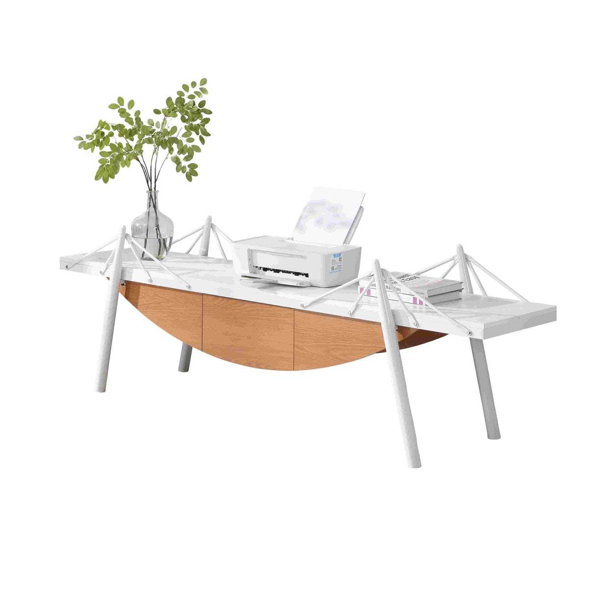Sailboat-Shaped Modern MDF Wood TV Stand With Drawer - Sleep Galleria
