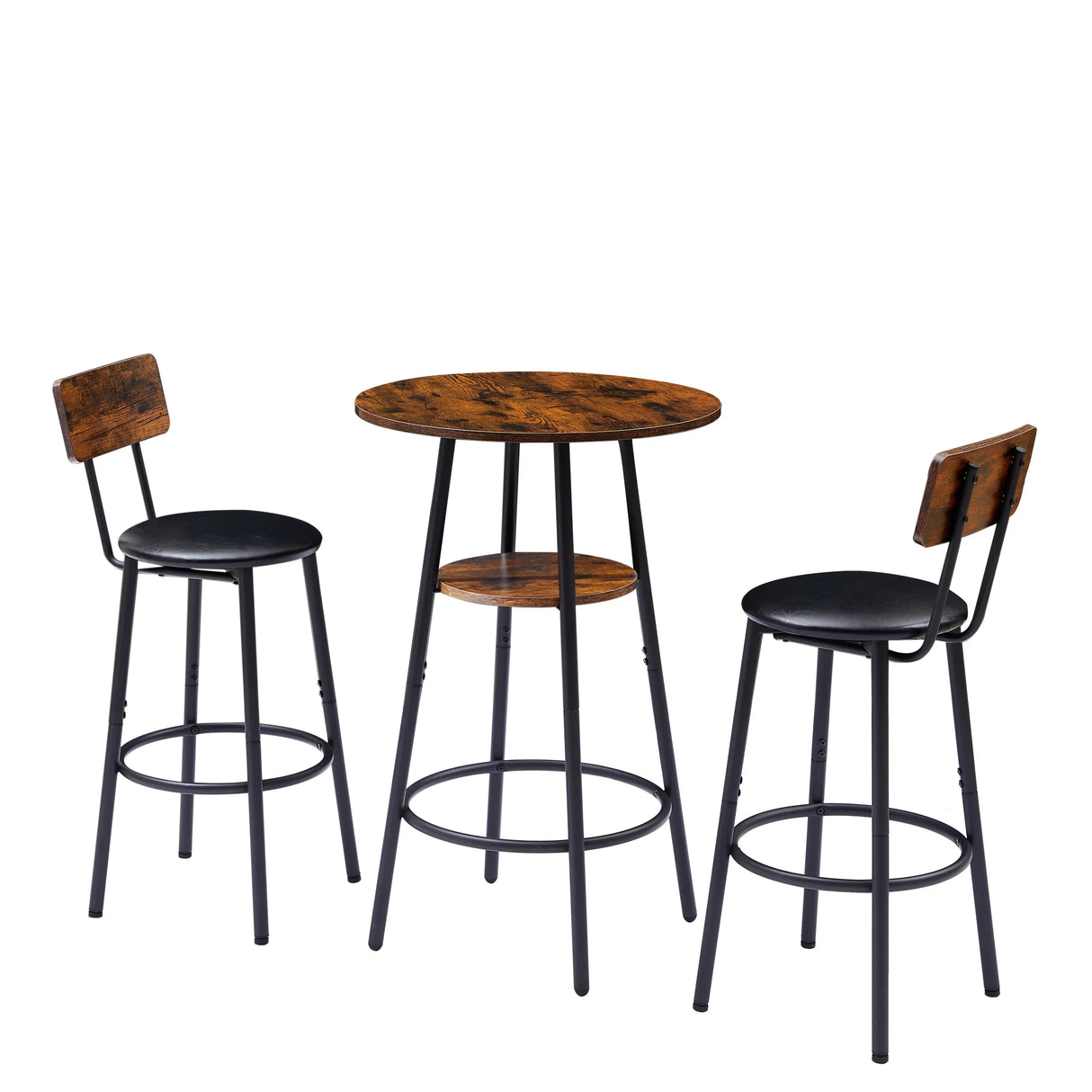 Rustic Brown Bar Table Set With Upholstered Stools - Omega Lifestyles