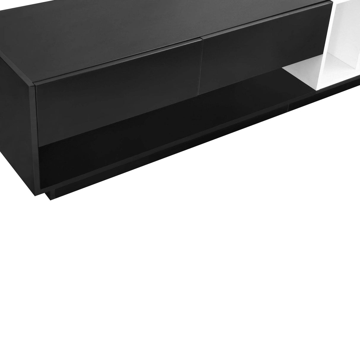 Sleek Two-Tone Black Particle Board TV Stand - Sleep Galleria