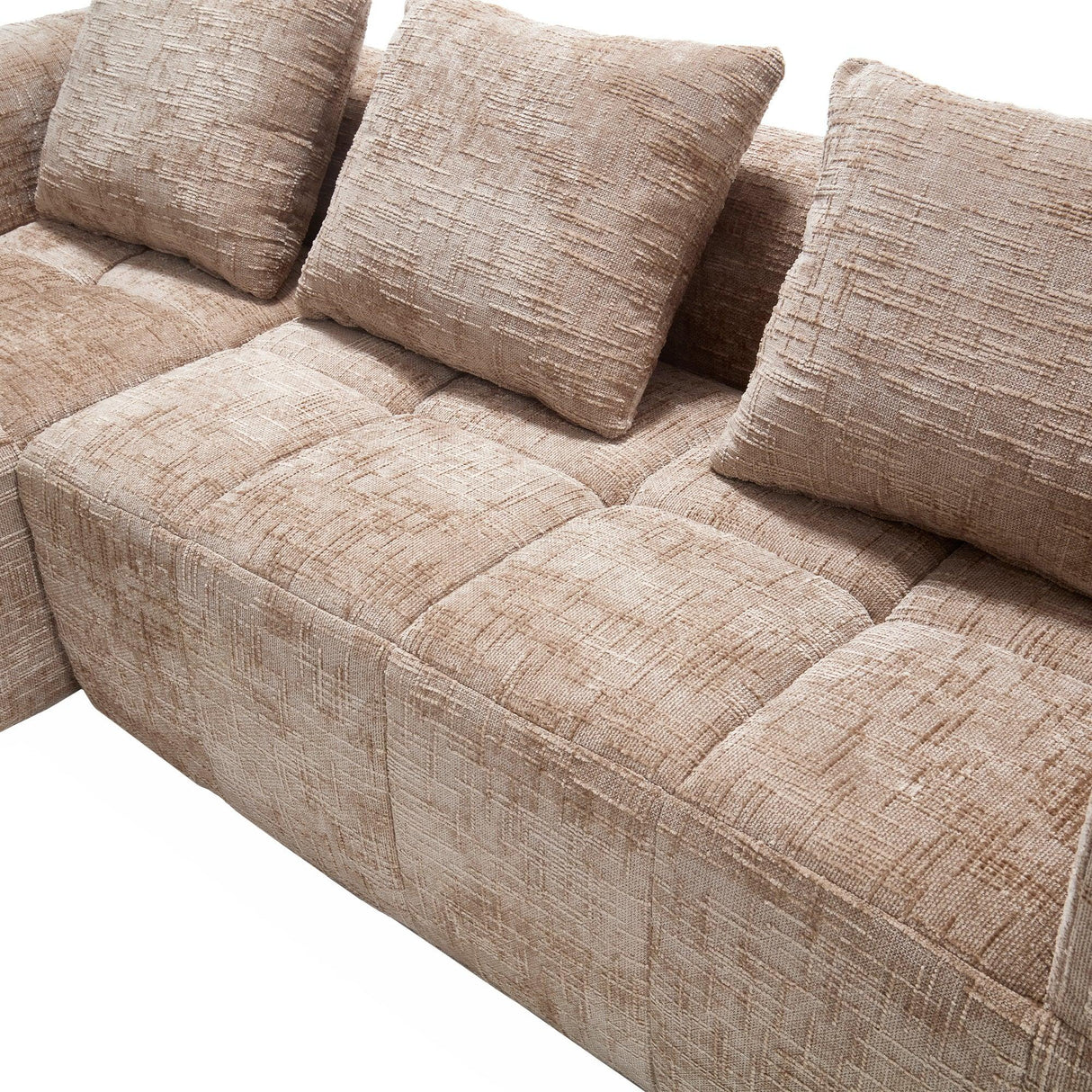 Chenille Modular 3-Seat Sectional Sofa With Side Pockets - Omega Lifestyles