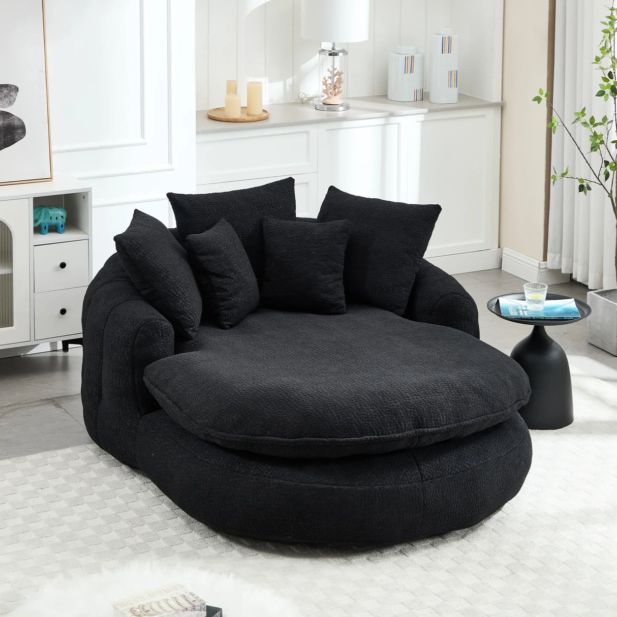 Oversized Chenille Memory Foam Bean Bag Sofa With Pillows - Omega Lifestyles
