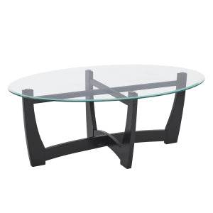 48-Inch Oval Tempered Glass Coffee Table - Sleep Galleria