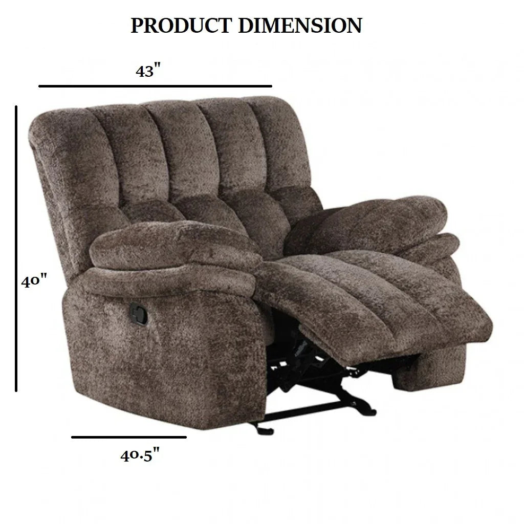 Transitional Dark Brown Fabric Glider Recliner With USB Charging - Omega Lifestyles