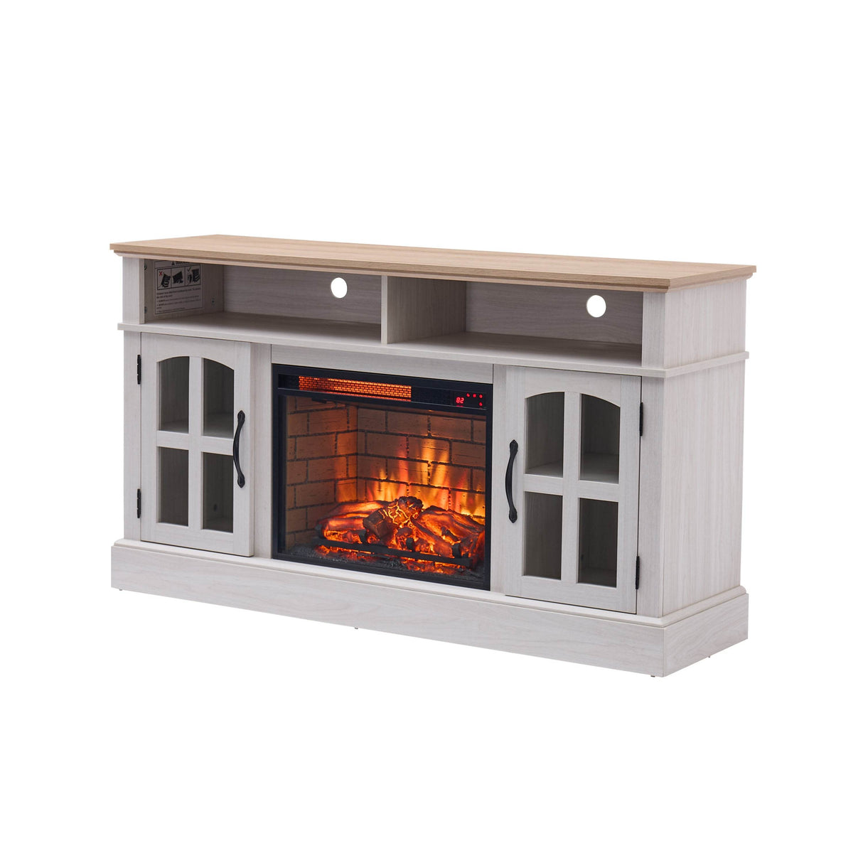 58-Inch Jasmine White Electric Fireplace TV Stand - Sleep Galleria