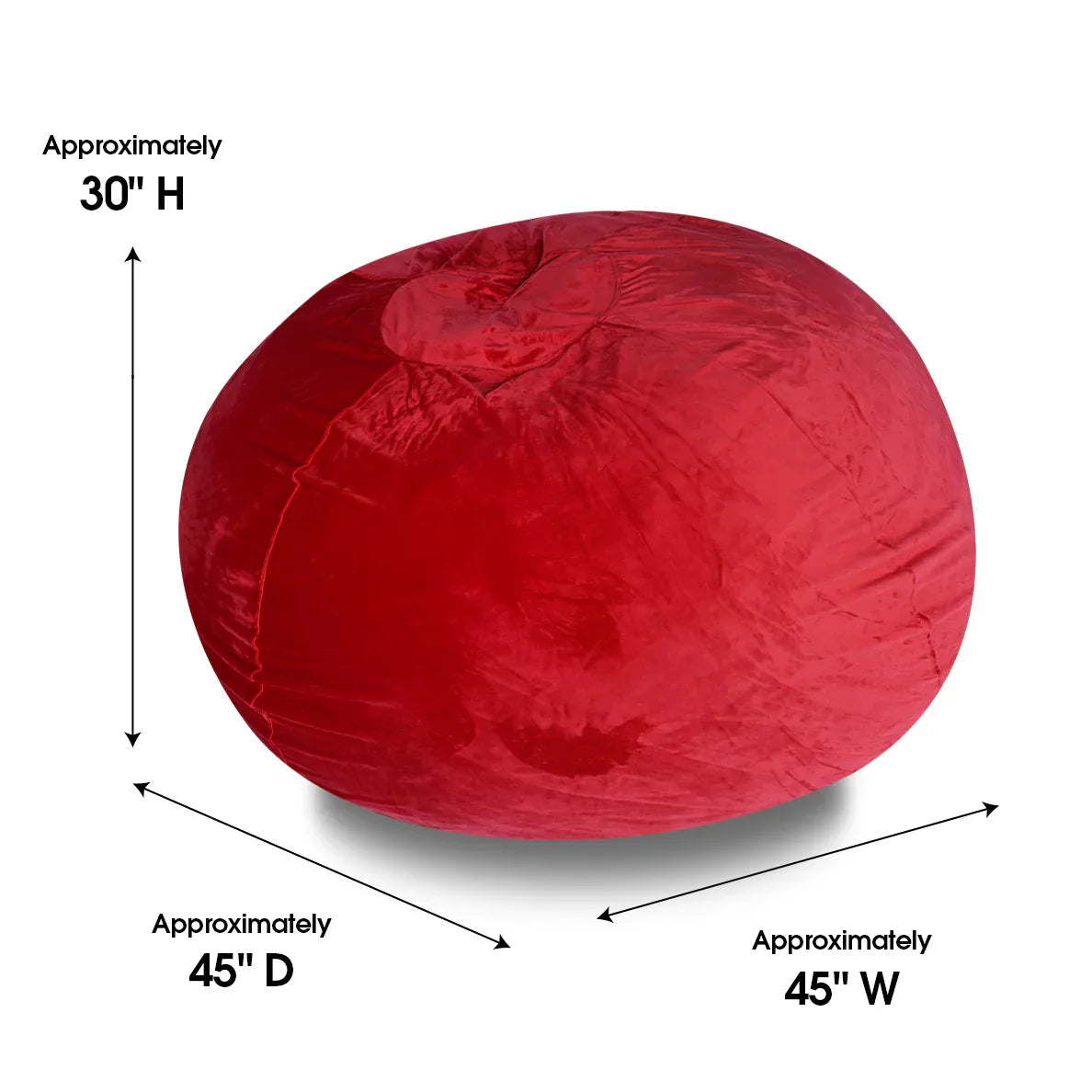 Minky Velvet Red Plush Memory Foam Bean Bag Chair - Omega Lifestyles