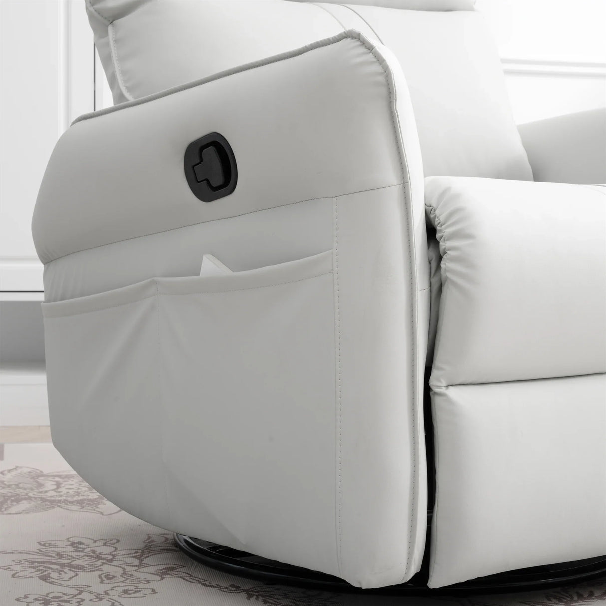 PU Reclining Rocking Chair With 360° Swivel And Footrest - Omega Lifestyles