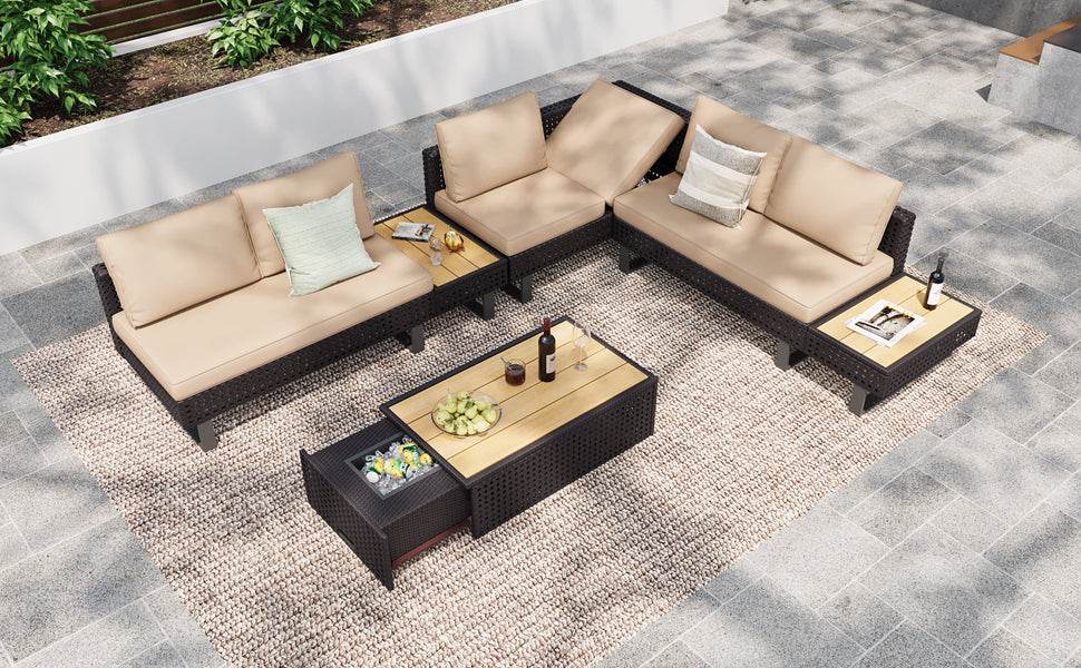 Diamond Weave Outdoor Sectional Furniture Set With Cushions - Omega Lifestyles